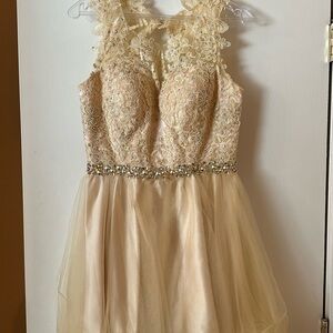 Macy's Cream Lace Formal Dress